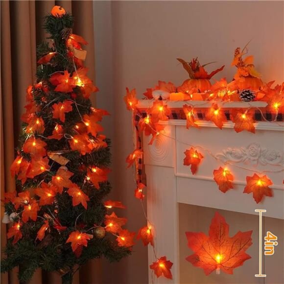 4 Packs Fall Decorations for Home,Thanksgiving Lights Battery Operated,LED Light - Picture 6 of 14
